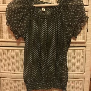 Polka dot blue flowy blouse